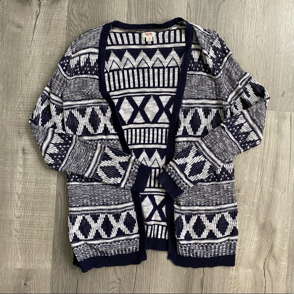 Mossimo Navy Patterned Cardigan